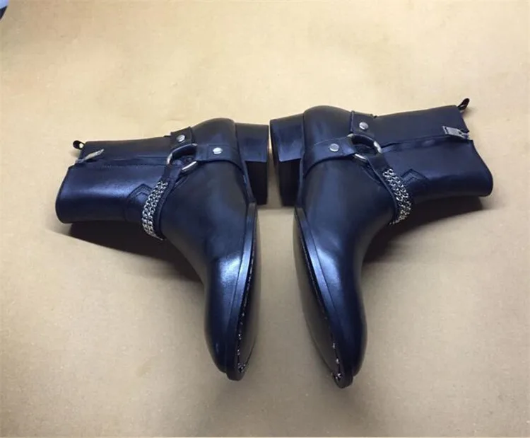 Г. Европейский и американский бренд, весенние ботинки martin с острым носком, теплые ботинки «Челси», мужская обувь на молнии с цепочками