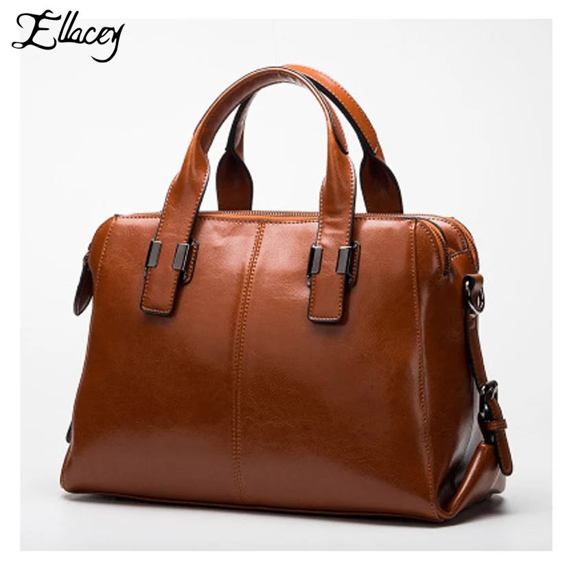 

Luxury Cow Leather HandBags Women Genuine Leather Tote Bags Ladies Large Messenger Bag Quality Designer Brand Fashion Boston Bag