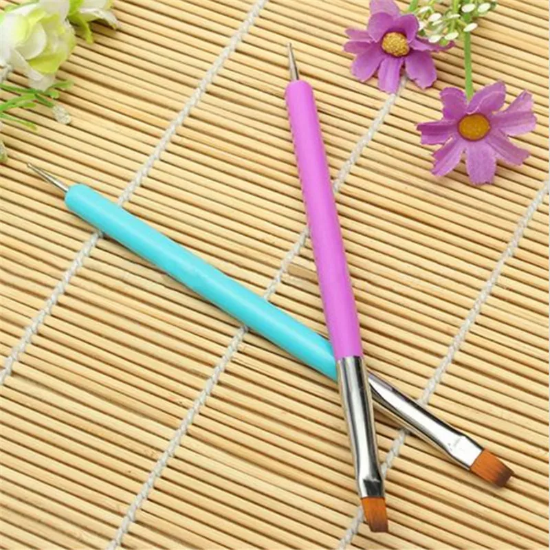 

Multifunctional Portable 2 pcs/set Nail Art Dotting Painting Pen UV Gel Polish Brush Professional Manicure Decoration Tool Set