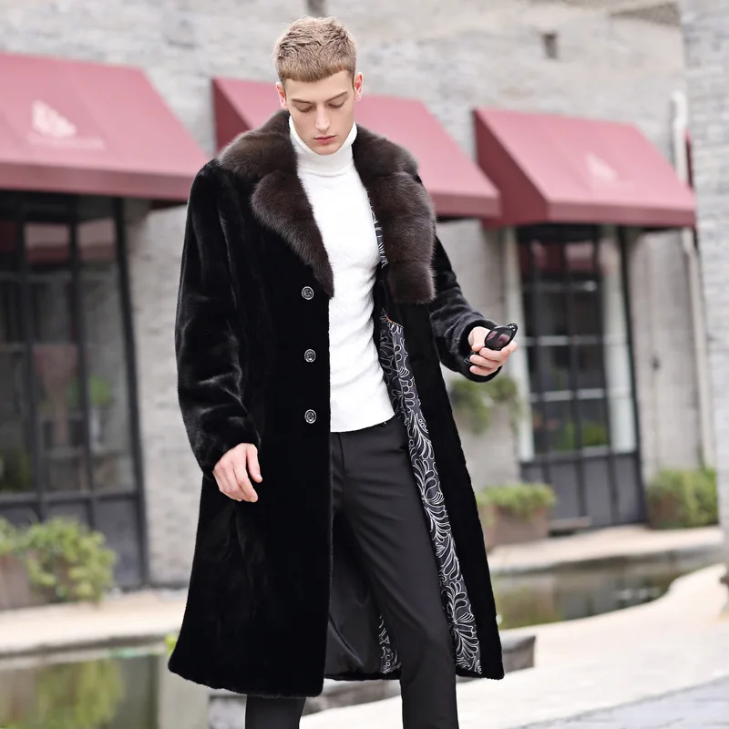 

New imported mink collar American mink coat for men in winter 2018