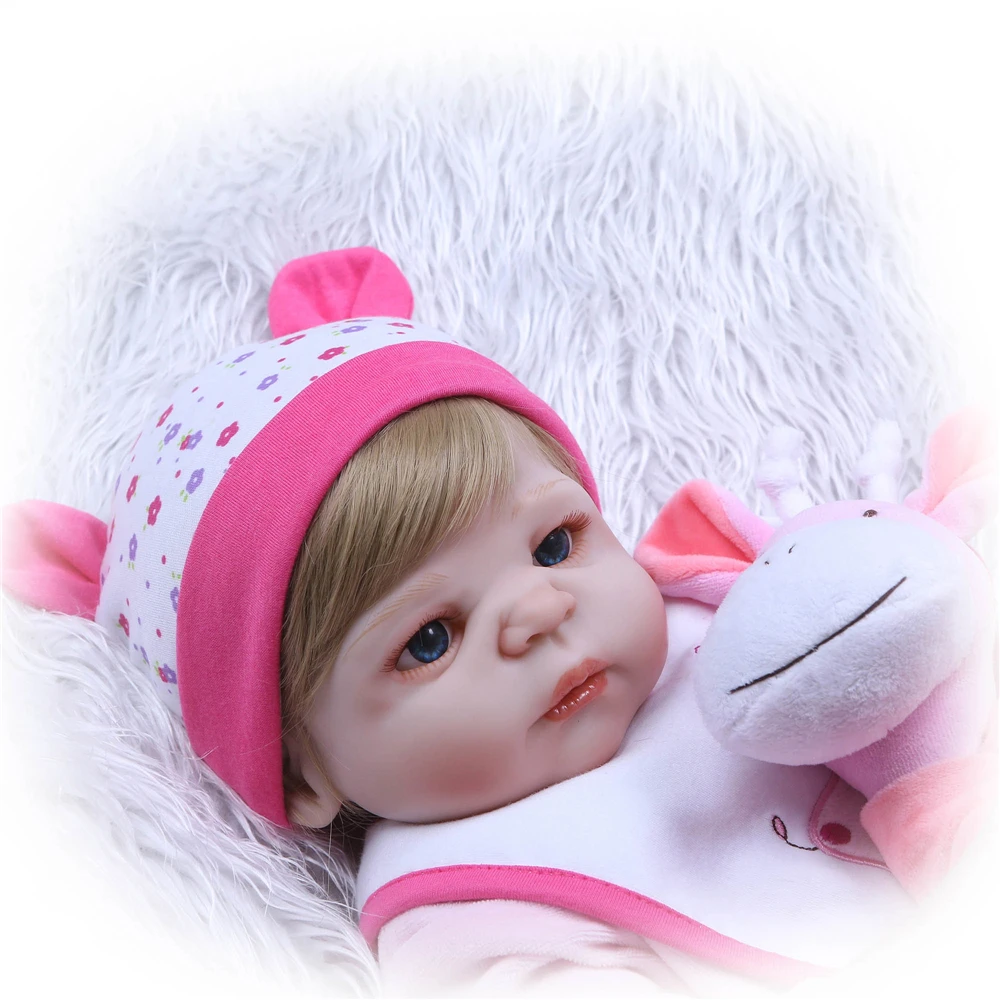 57 см силиконовая кукла для новорожденных детей 23 дюйма NPK bebe розовый жираф наряд