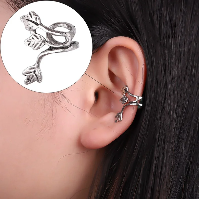 

1Pc New Leaves Ear Unisex Free Shipping Earrings No piercing-Clip Hollow Out U Clip Cuff Wrap Pattern Statement Jewelry
