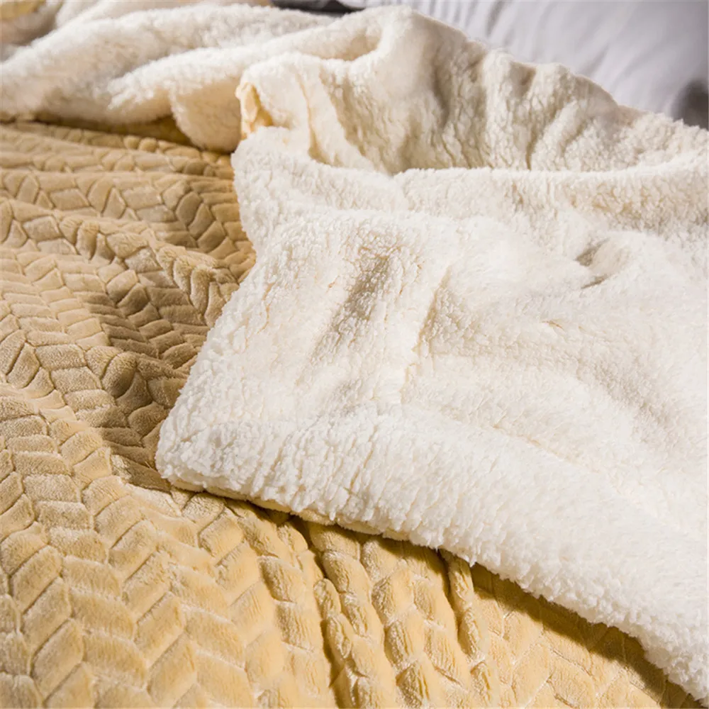 

Super Soft Blanket Double Layer Thickened Coral Malt Jacquard Flannel Wool Blanket Warm Winter Sofa Bed Throws Blankets