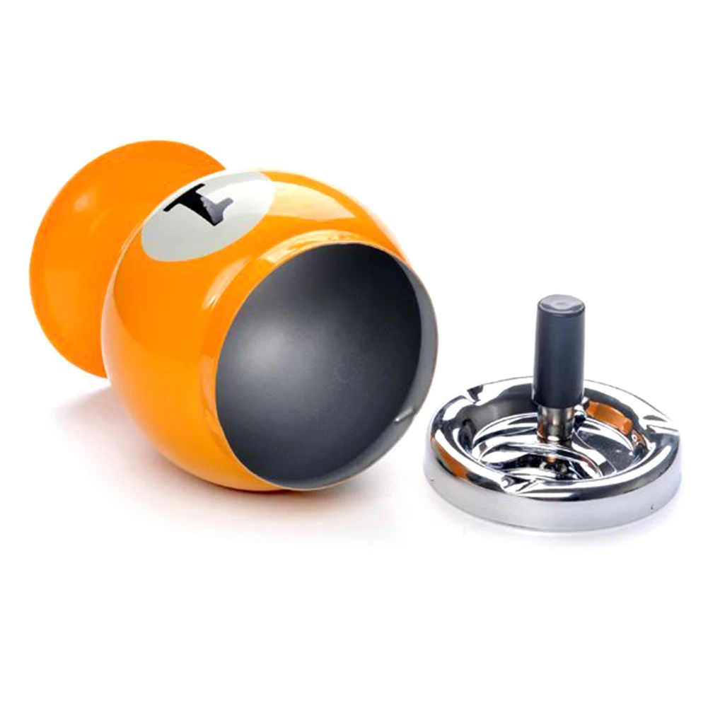 Creative Push Down Cigarette Ashtray No.8 Billiards Ball Ashtray without Base Metal Smoking Ash