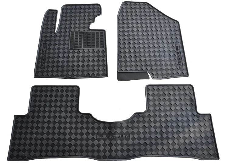 

dedicated rubber waterproof green latex car floor mats for SANTAFE five seats cars non slip easy to clean