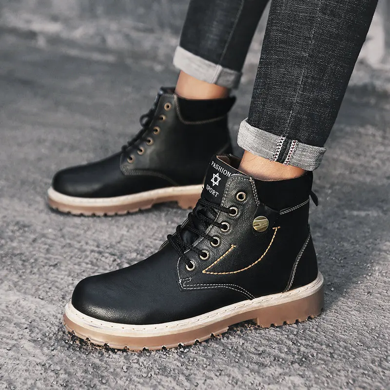 Ботильоны мужские кожаные ботинки Мужская обувь botas hombre Осенняя Buty Meskie Zapatos De