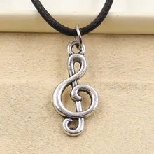 Новая Мода тибетский серебряный кулон ожерелье с подвеской в форме музыкальной ноты колье с подвесками черный кожаный шнурок цены по прейскуранту завода-изготовителя ювелирные изделия ручной работы