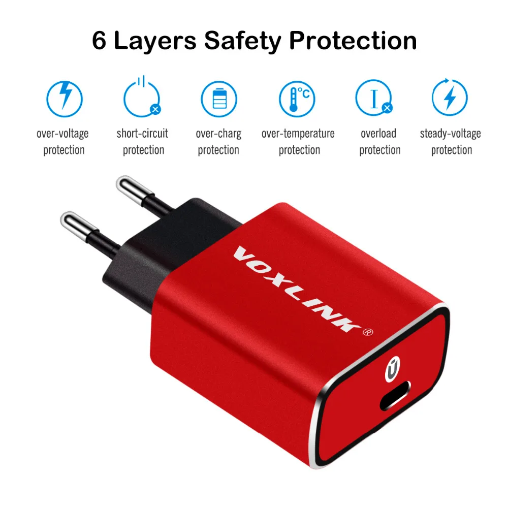 Быстрое usb type-c зарядное устройство, VOXLINK QC3.0 настенное/дорожное USB-C зарядное устройство с тип-c до 8pin кабель для iPhone X 8 8Plus samsung S8 S7 LG