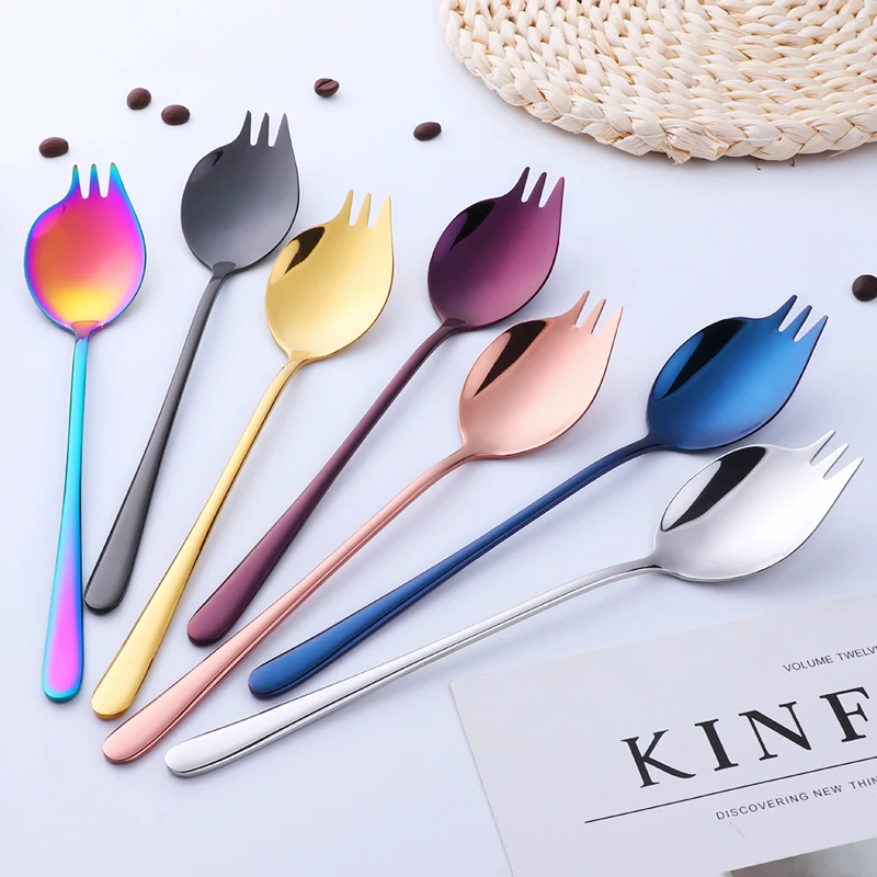 

10PCS Colorful Dinner Fork Good Quality Dessert Fork Long Handle Gold Salad Dessert Fruit Fork Flatware Cutlery For Hotel Party