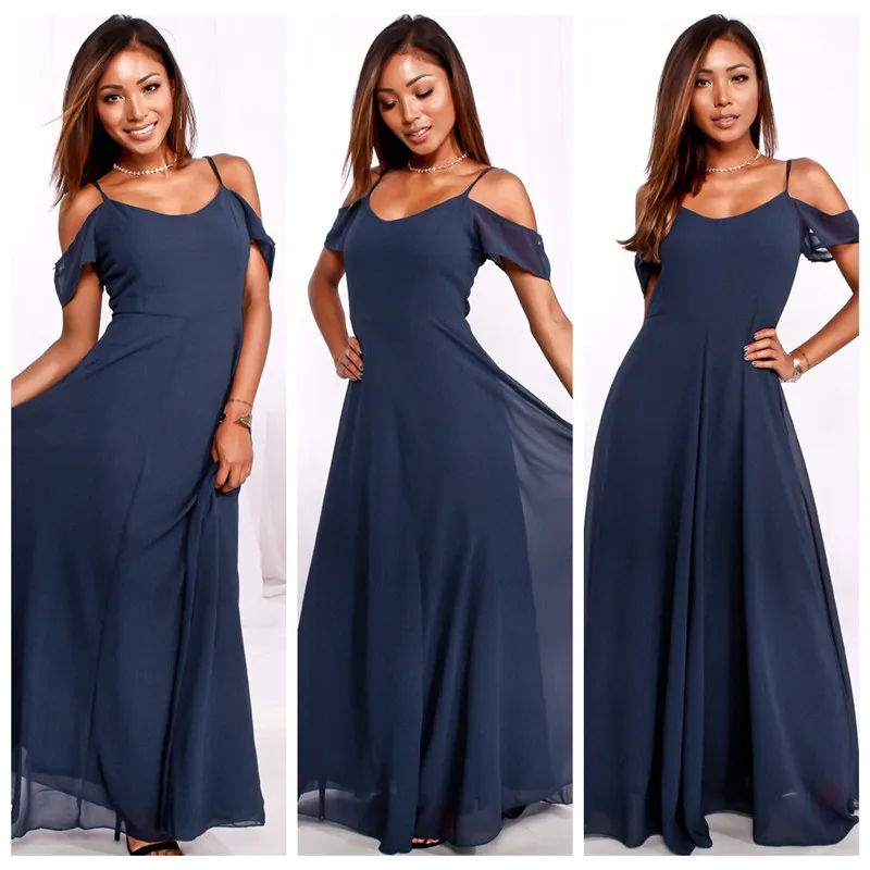 Adogirl 2017 Summer Sexy Women Chiffon Spaghetti Strips Maxi Dress-1