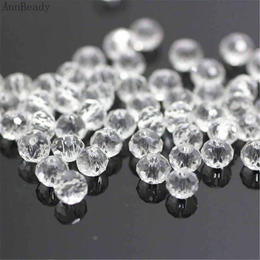 white AnnBeady, одноцветные, зеленые, 3*4 мм, 145 шт, Rondelle, австрийские граненые Хрустальные стеклянные бусины, свободные разделительные бусины для изготовления ювелирных изделий - Цвет: white