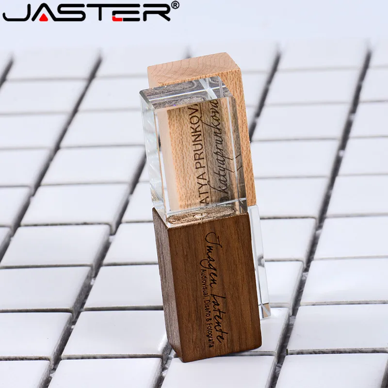 JASTER 10 PCS FREE LOGO Stylish wooden crystal creative USB flash drive 4GB 8GB 16GB 32GB 64GB Photography Memory storage U disk