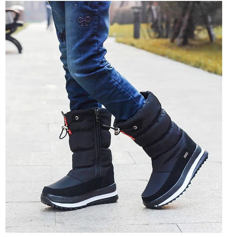 Зимние ботинки на платформе для девочек Детские Резиновые Нескользящие зимние ботинки обувь для девочек больших детей Водонепроницаемая теплая зимняя обувь Botas