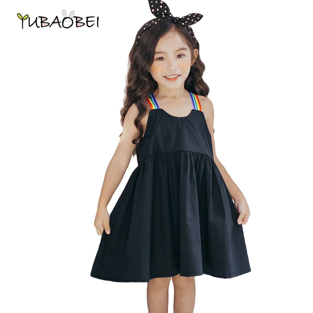 Новое поступление детской одежды Хлопковое платье с радужными полосками для девочек красивое повседневное детское летнее платье