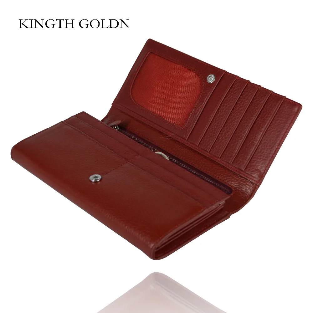 

KINGTH GOLDN Genuine Leather Wallet for Women Female Wallets Travel Hasp Women's Purse Ladies Long Phone Holder