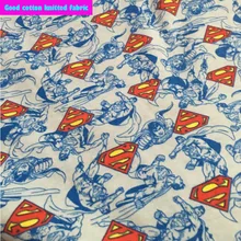 Good Lt. синий мультфильм Супермен ткань хлопок трикотажная ткань стрейч Супермен логотип печать фабричное кружево мальчик футболка одежда