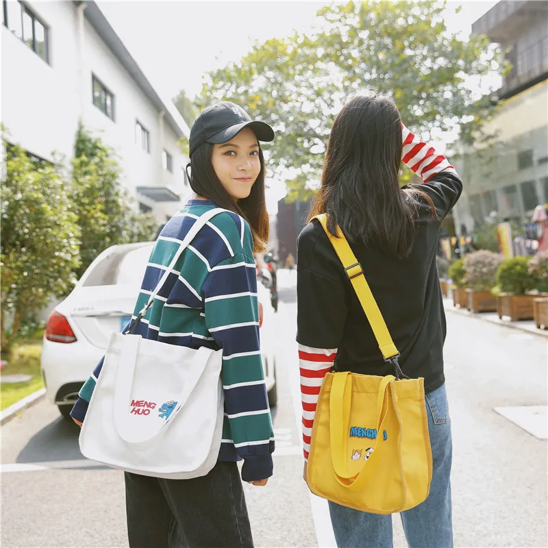 

Harajuku Fashion Canvas Handbag Fold over Cartoon Women Shoulder Bags girls Ladies Crossbody Students Casual Wild Messenger Bags
