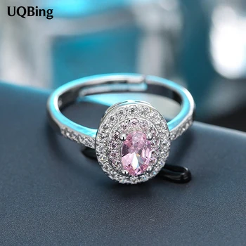 

New Arrival Luxury 925 Sterling Silver Rings Oval Zirconia Crystal Rings For Women Jewelry Finger Adjustable Rings Free Shipping