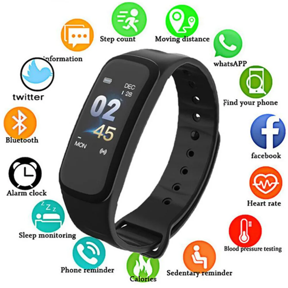 

C1Plus Smart Bracelet Band Sleep Activity Fitness Tracker Alarm Clock Pedometer Wristband For IOS Android pk Fitbits