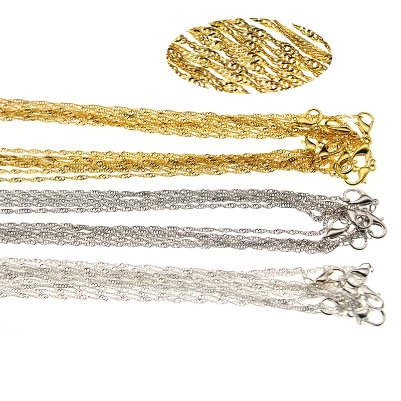 

10pcs Water Wave Chain Necklace Silver Bulk Gold Silver Color Snake Necklace Chain Lobster Clasps for DIY Making Jewelry 45cm