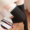 Iurstar moda ajustada media Mujer más caliente Twist Full Cotton Knee Socks Jacquard alto encaje empalme Calcetines tubo rodilla Calcetines ► Foto 2/6