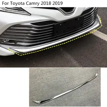 car body bumper engine ABS Chrome trim Front bottom Grid Grill Grille edge panel 1pcs For Toyota New Camry XV70 2017 2018 2019