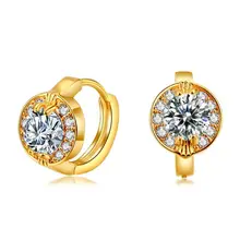 24K gold color stud earrings Exquisite AAA cubic Zirconia Jewelry for women BAGUE bijouterie Accessories free