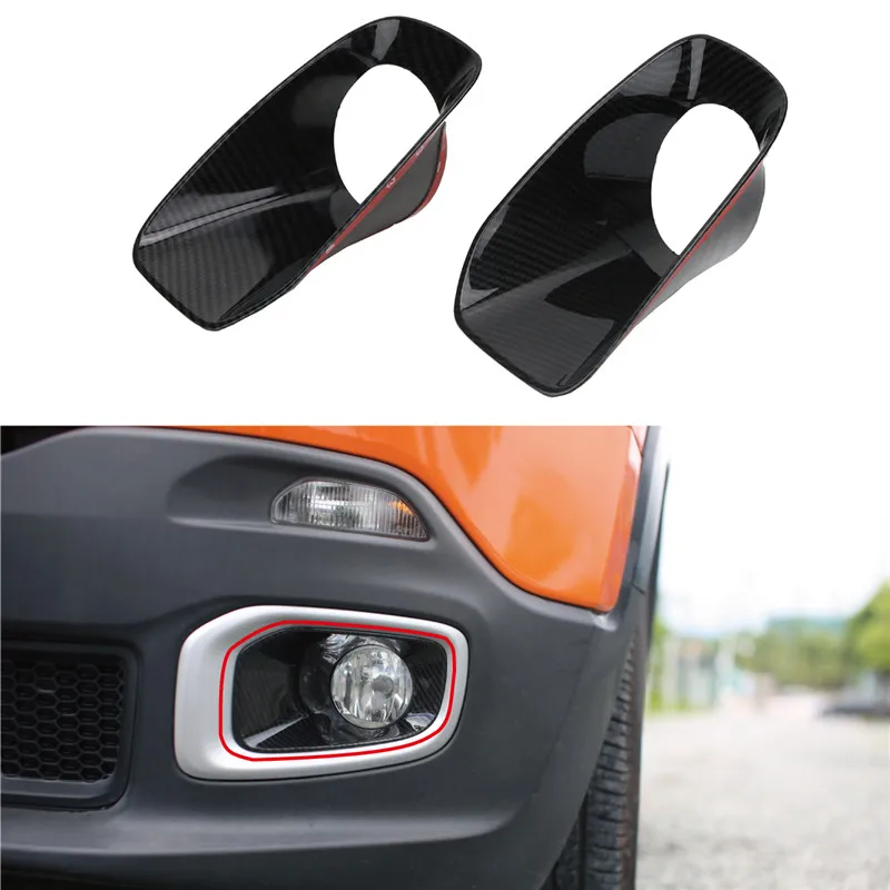 Fog Light Day Running Light Frame Bezel Grille Trim Rearview Mirror Cover Rain Eyebrow Sticker For Jeep Renegade 2015 2016 2017 (26)