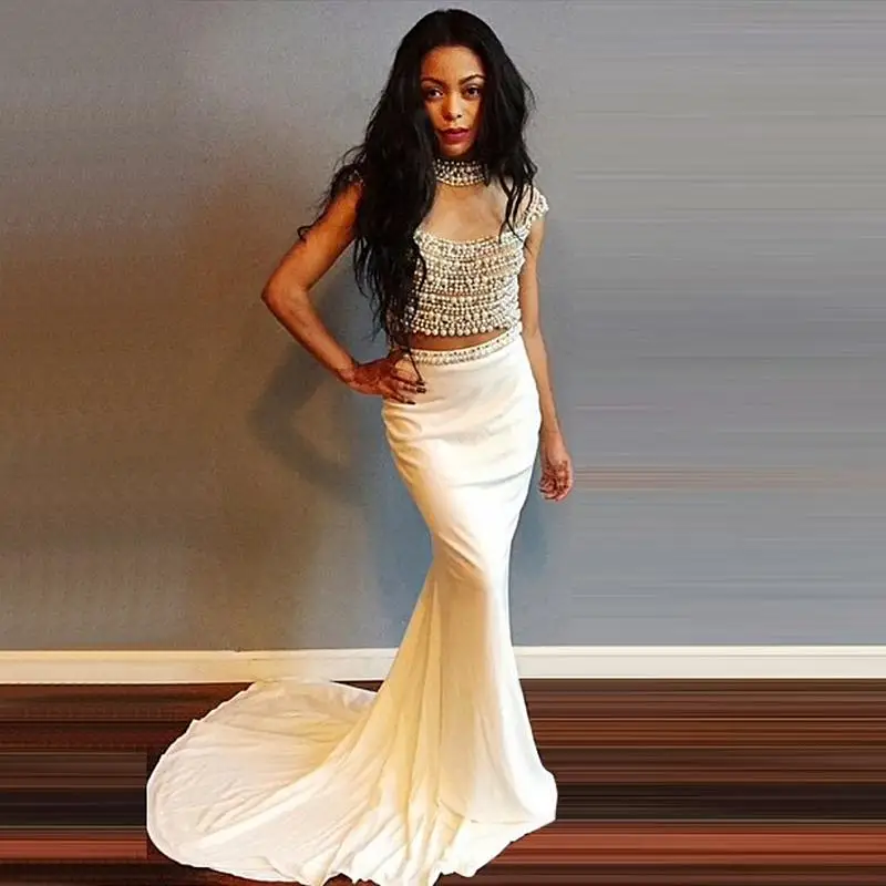 High Top Champagne Prom Dress