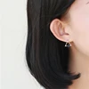 Boucles d'oreilles Triangle carrées noires en argent Sterling 925 pour femmes, élégantes, tendance, personnalité coréenne ► Photo 2/4