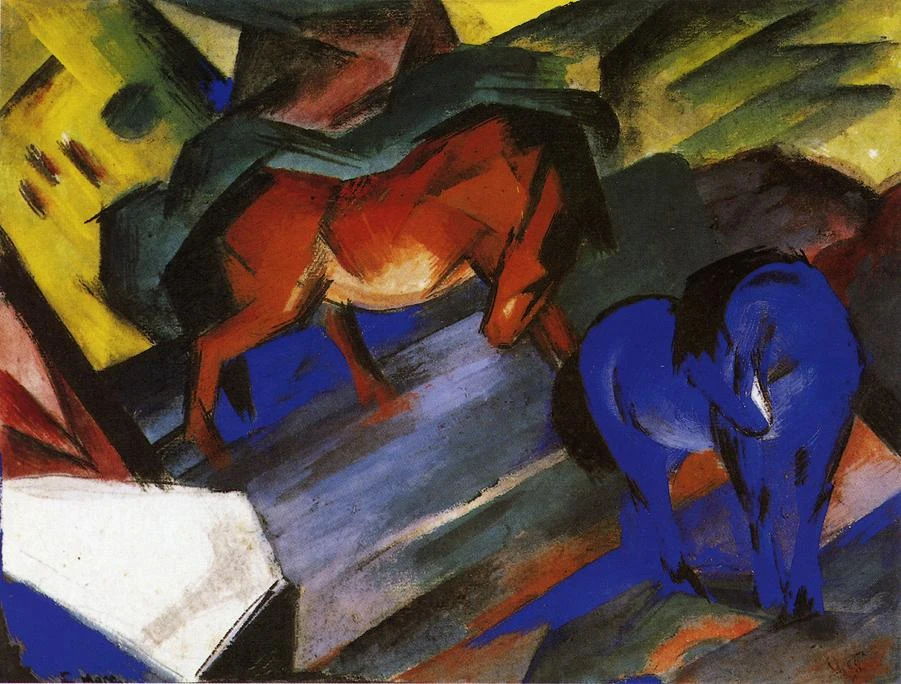 High Quality Oil Painting Canvas Reproductions Red And Blue Horse 1912 By Franz Marc Hand Painted Painting Calligraphy Aliexpress