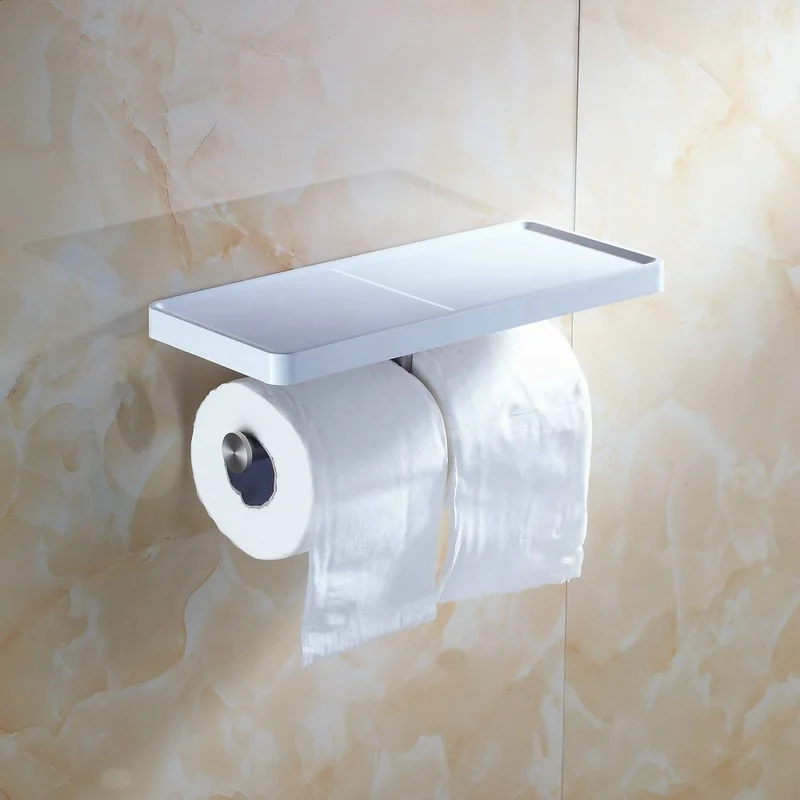 Beelee BA8801 держатель для туалетной бумаги с полкой-белый двойной держатель для бумаги, ванная комната держатель для мобильного телефона Полка, настенный