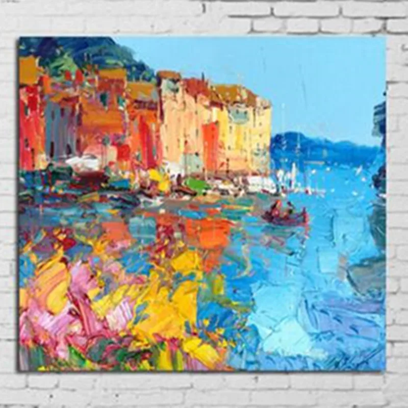 

Handmade Knife Color Seascape Wall Painting Handpainted Abstract Landscape Oil Paintings on Canvas Home Decor Art Pictures Large