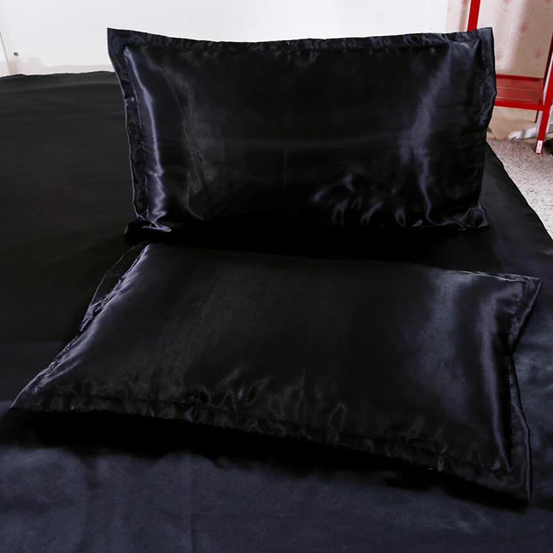  Write Black / White Bedding Sets King Double Size Satin Silk Summer Used Cold Bed Linen Luxury Bedd