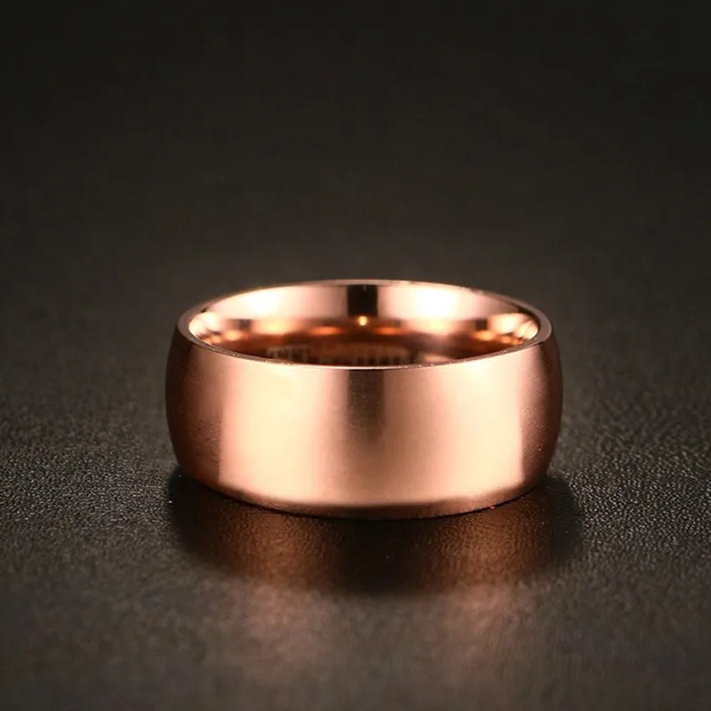 Meaeguet Titanium Rings For Men Rose Gold Color Luxury 8mm Titanium Band Brushed Wedding Ring Band Male Jewelry