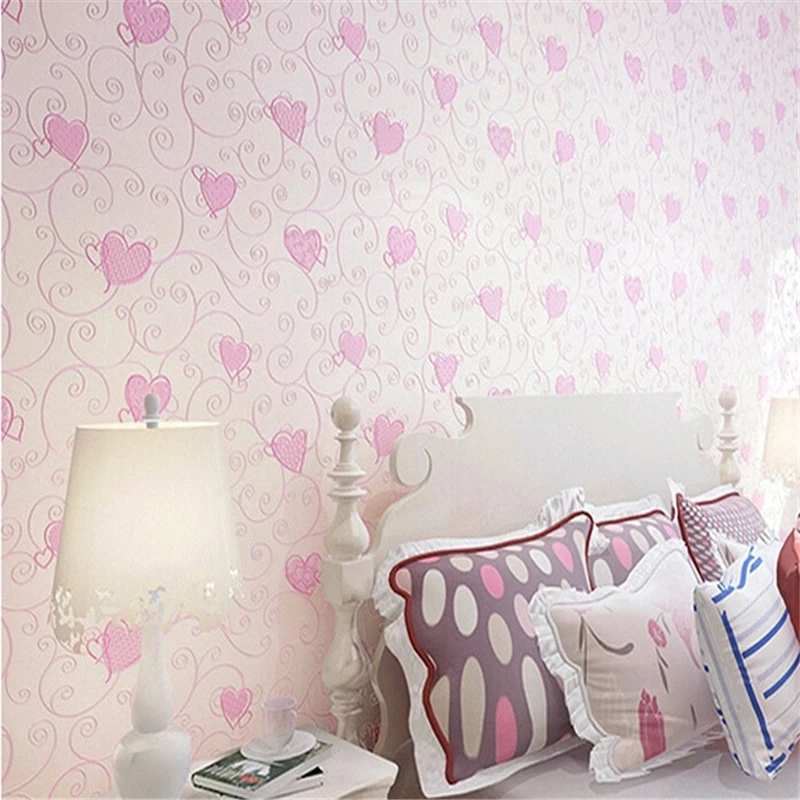 Beibehang Vert Dessin Anime Papier Peint Mignon Bleu Rose Amour Bebe Fille Chambre Chambre Non Tisse Papier Peint Aliexpress