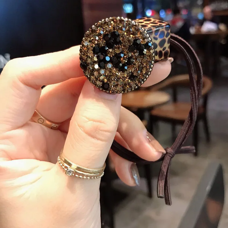 New Korea Rhinestone Hairband Women Elastic Hair Bands Shining Leopard Color Hair Rings Rope Handmade Elastic Hairband New Korea Rhinestone Hairband Women Elastic Hair Bands Shining Leopard Color Hair Rings Rope Handmade Elastic Hairband