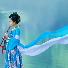 Синее китайское традиционное Старинное платье в народном стиле для танцев платье принцессы для косплея один размер 081711