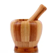 Bambus Mörser und Stößel Pedestal Bowl Küche Knoblauch Pugging Topf