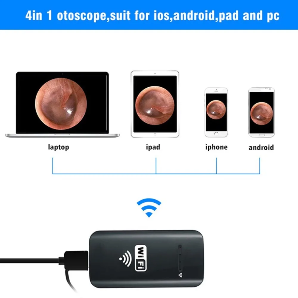 Wifi коробка отоскоп ушной чистки эндоскопа Инспекционная камера 3,9 мм Маленькая линза 720 P HD для Android iOS смартфон планшет iPad