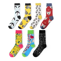39-45Socks бренд Для женщин Для мужчин новинка носки из чесаного хлопка chausettes Homme животных головоломки Дизайн Смешные Носки