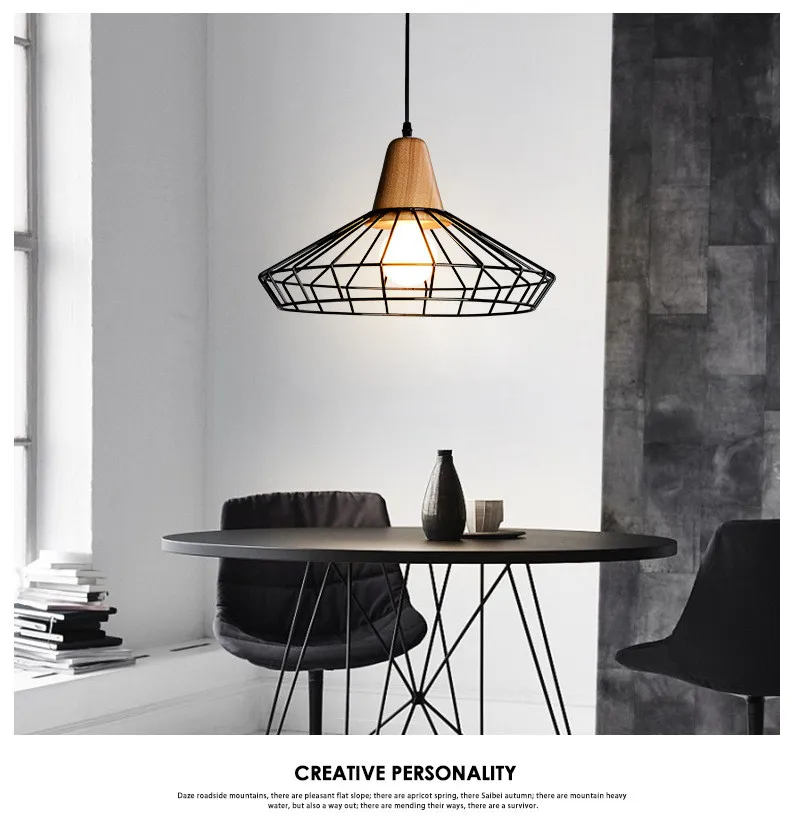 Nordic vintage wood pulley pendant light 9