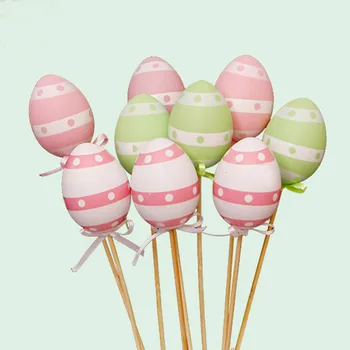 

9 PCS/Set Plastic Easter Eggs Picks on Sticks Easter Kindergarden Party Decor Child Gift Hand Toys Home Party Decorations New