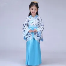Детская одежда Китайский древний китайский костюм ханфу платье одежда синий белый розовый дети династии Тан костюмы для косплея