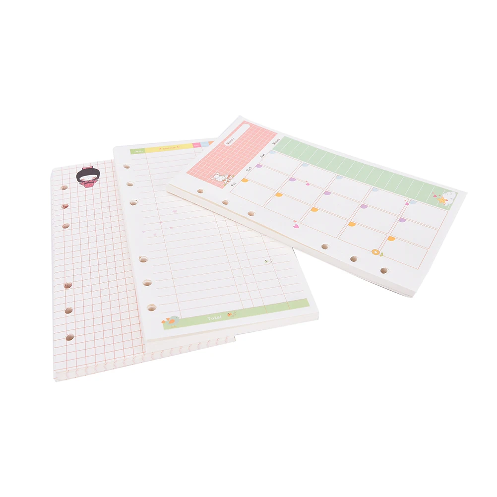 

1 Pc A6 Colorful Ring Binder Paper Spiral Notebook Day And Weeks Month Diary Refills Replace Color Core Loose Leaf Schedule