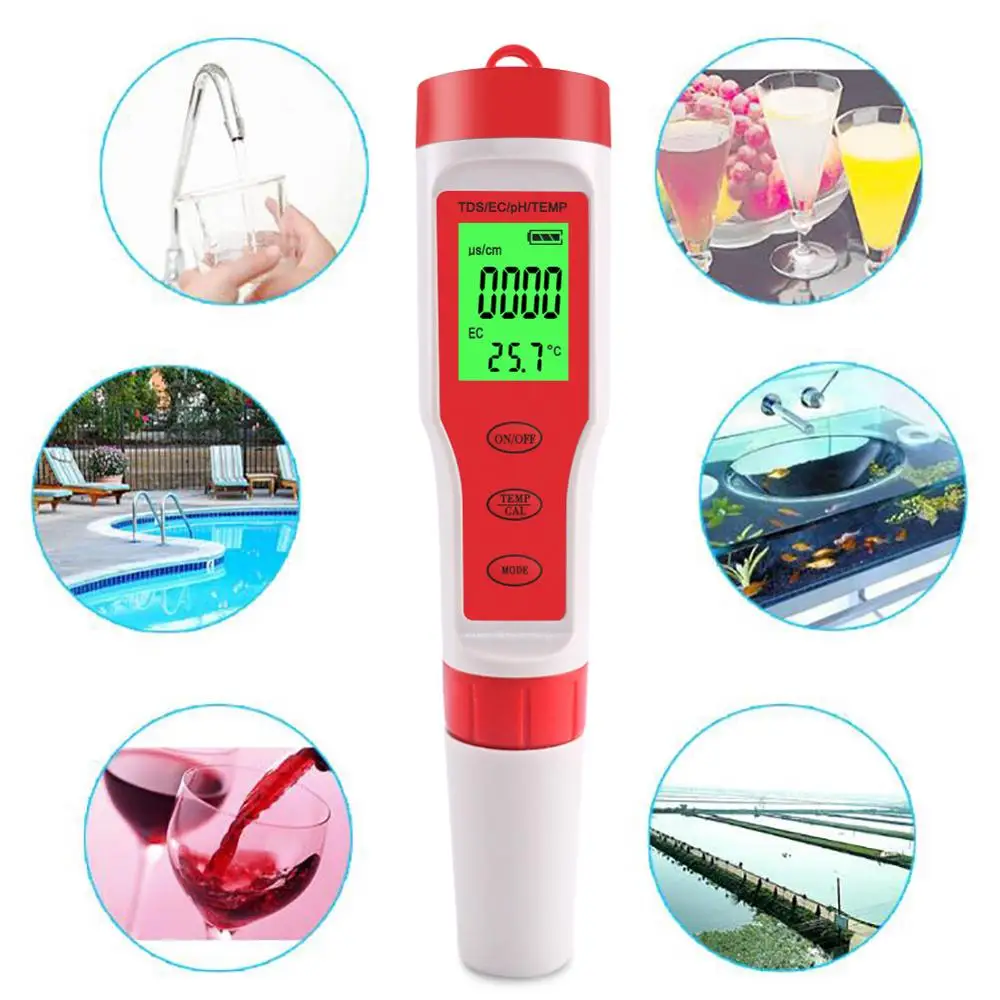 Yieryi Новый цифровой тестер воды 4 в 1/3 1 тест EC/TDS/PH/TEMP монитор качества Комплект