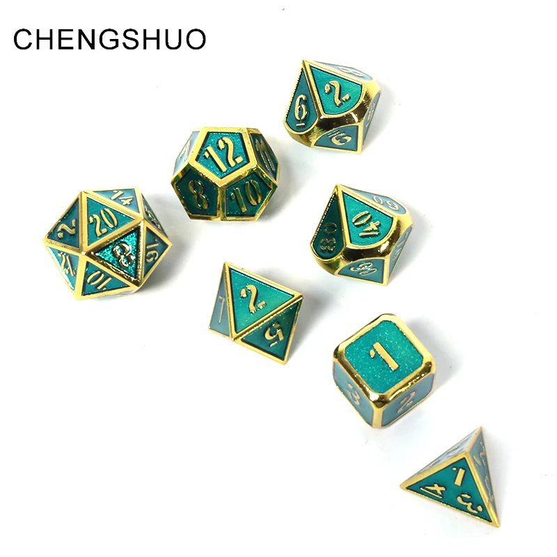 

Chengshuo rpg dice polyhedral dnd metal sets dungeons and dragons green dices colored digital zinc alloy d20 10 6 12 table games