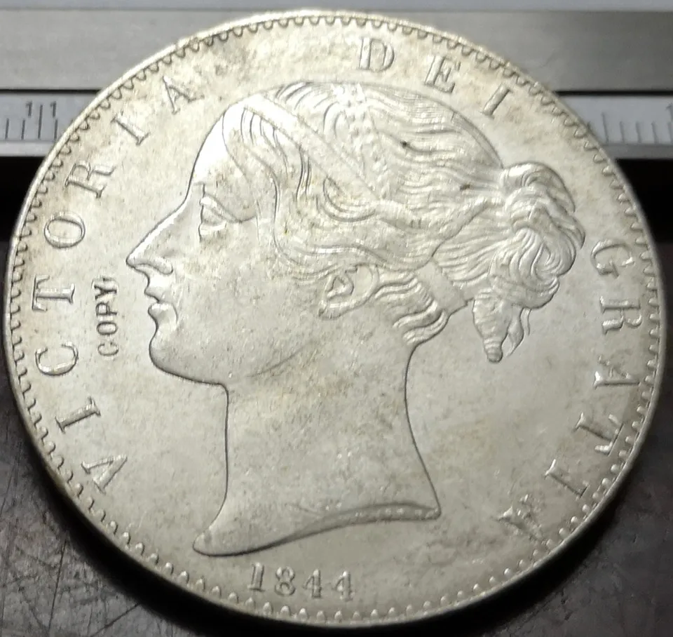 1844 Великобритания 1 Корона Посеребренная копия монеты|Безвалютные монеты| |
