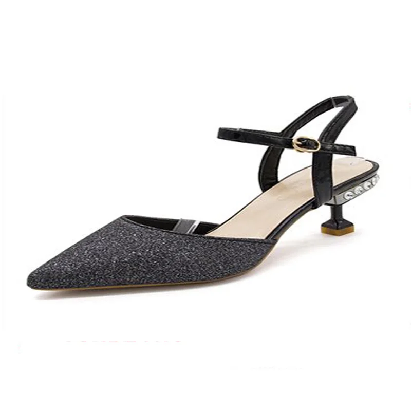 

women sexy sandals pointed toe ankle strap kitty high heels crystal heel fashion ladies shoe sexy high heels women sandals shoes