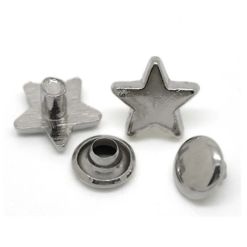 

30 Sets Silver Tone Pentagram Spike Metal Rivets Studs Spots DIY Crafts Making 9x9mm 8x4mm